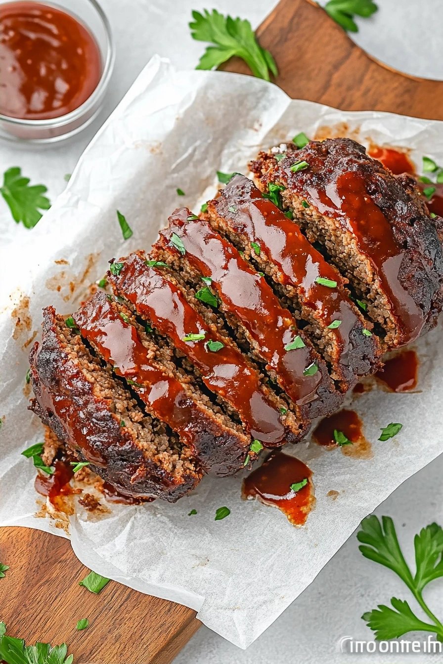 Air Fryer Meatloaf final dish beautifully presented and ready to serve