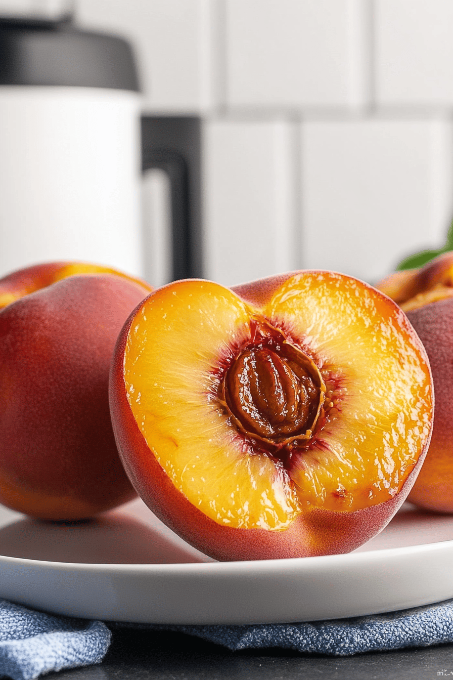 Air Fryer Peaches final dish beautifully presented and ready to serve