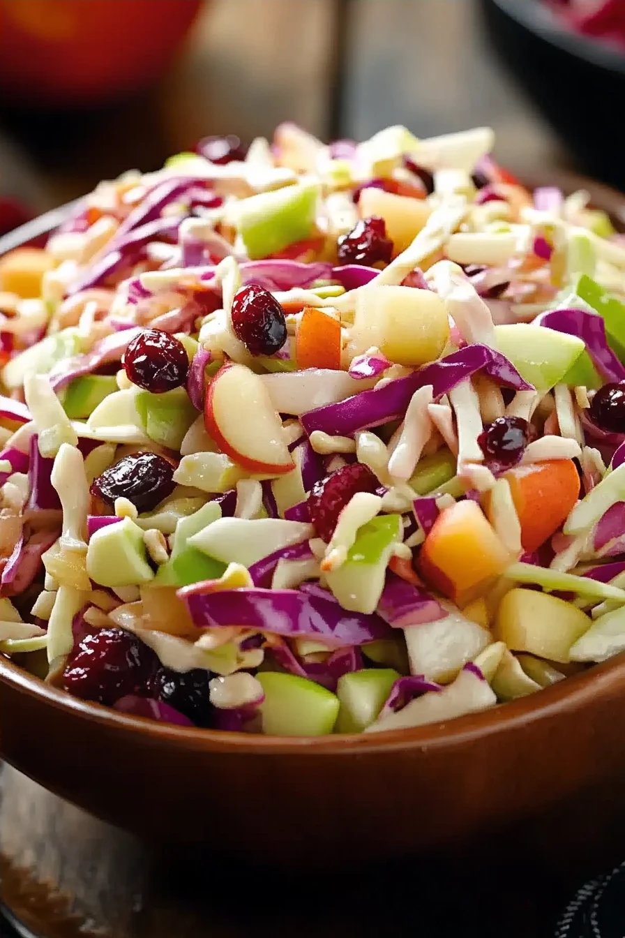 Apple Cranberry Coleslaw slice on plate showing perfect texture and swirl pattern