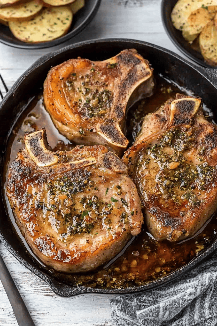 Baked Pork Chops ingredients organized and measured on kitchen counter