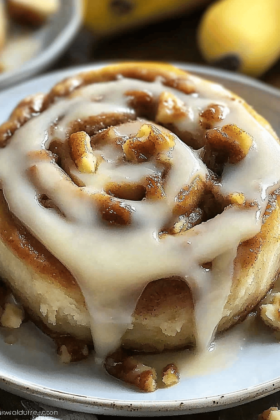 Banana Bread Cinnamon Rolls final dish beautifully presented and ready to serve