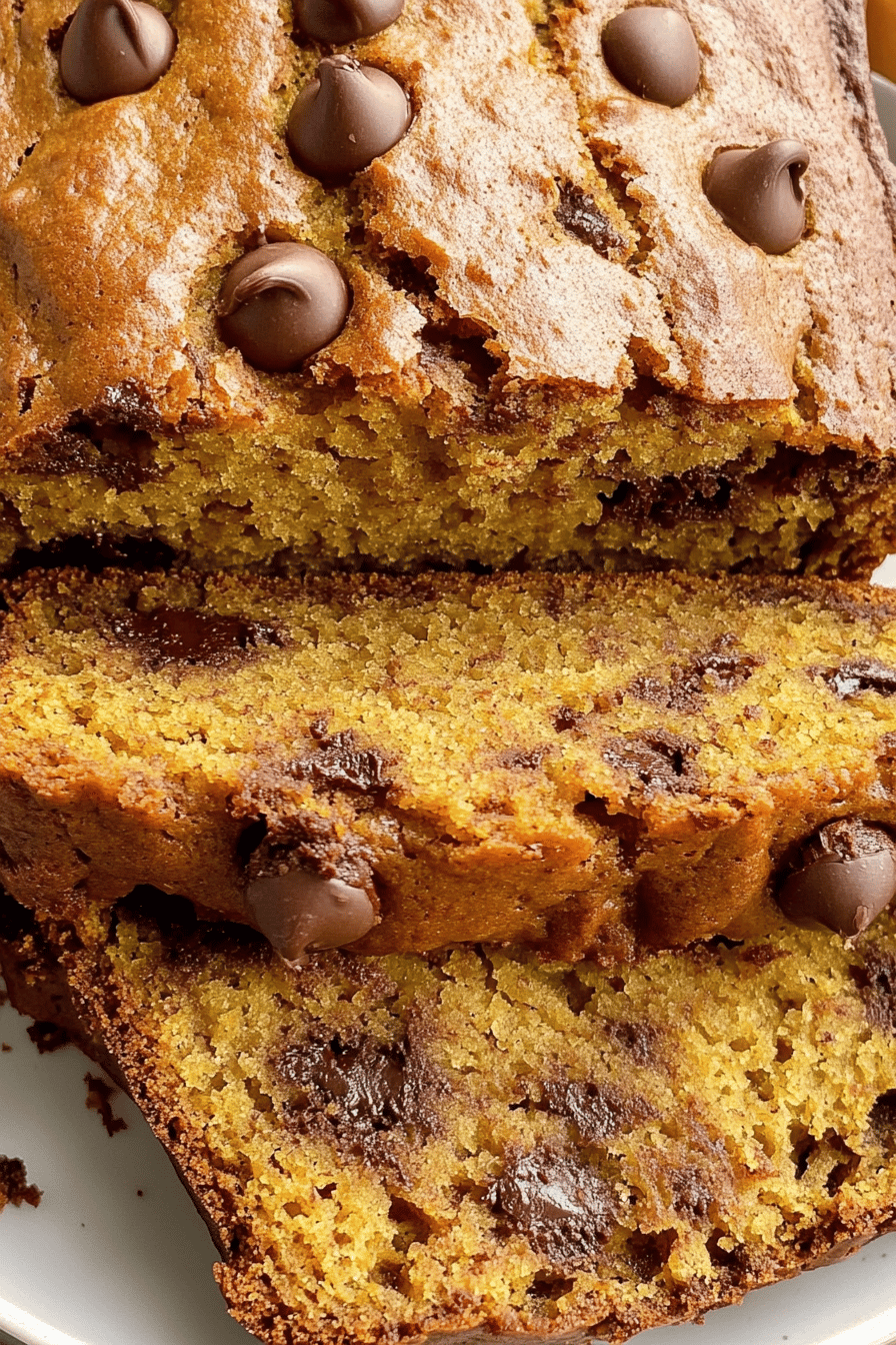 Banana Pumpkin Chocolate Chip Bread final dish beautifully presented and ready to serve