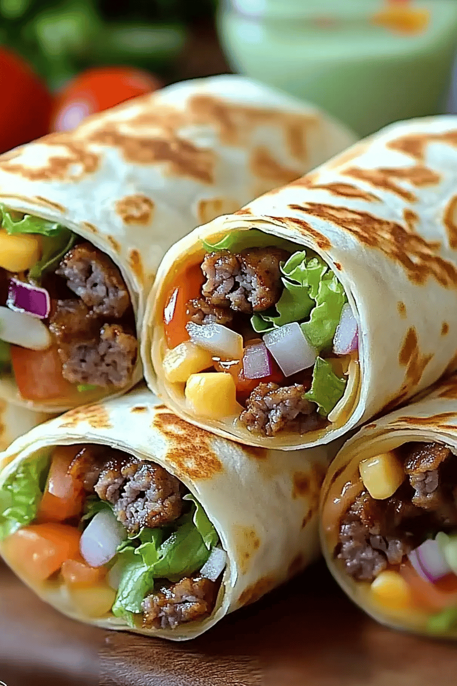 Big Mac Wraps ingredients organized and measured on kitchen counter