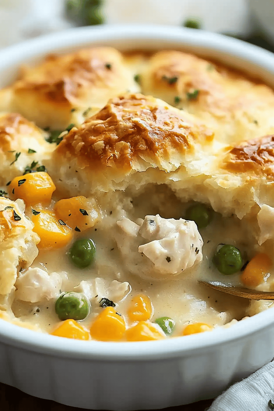 Biscuit Chicken Pot Pie ingredients organized and measured on kitchen counter