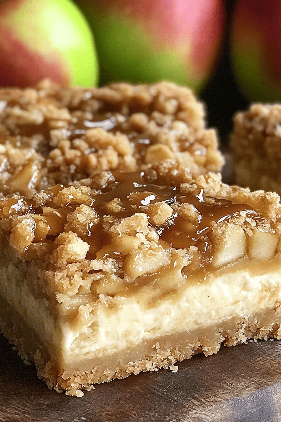 Caramel Apple Cheesecake Bars final dish beautifully presented and ready to serve