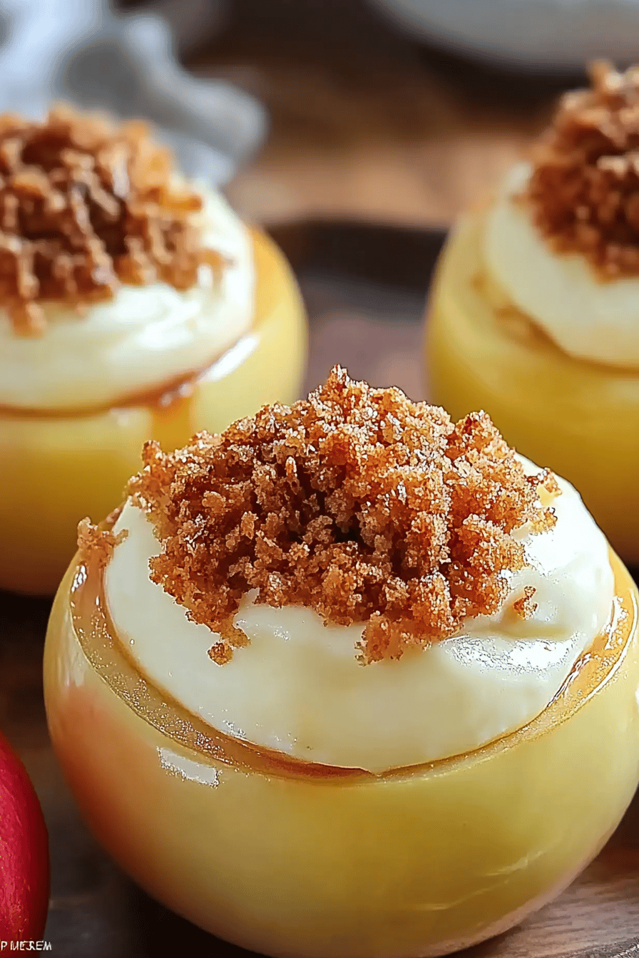 Cheesecake Stuffed Baked Apples final dish beautifully presented and ready to serve