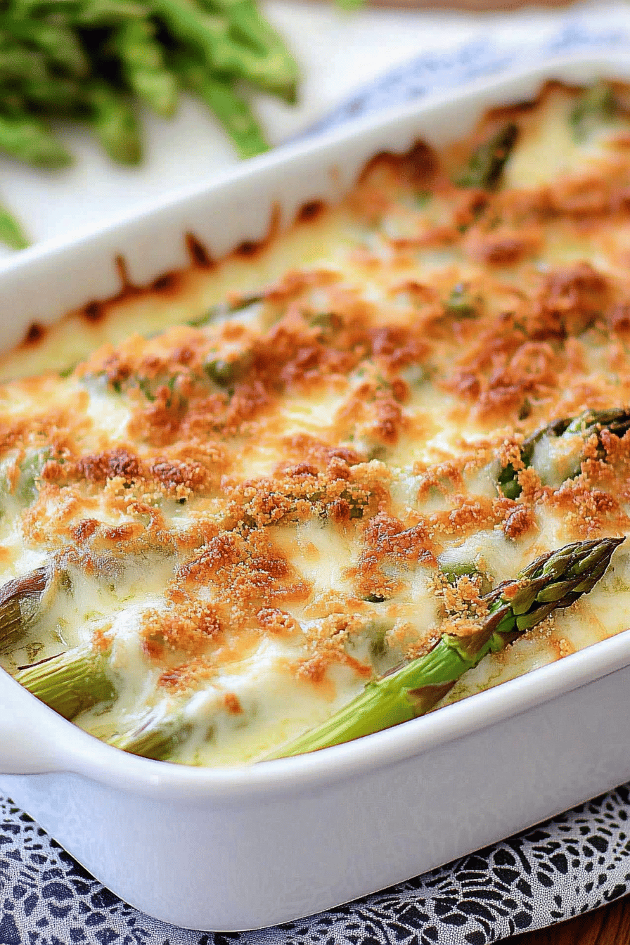 Cheesy Baked Asparagus final dish beautifully presented and ready to serve