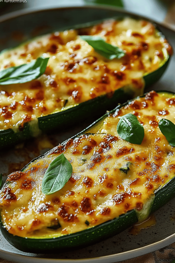 Cheesy Garlic Zucchini Steaks
