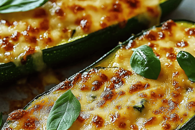 Cheesy Garlic Zucchini Steaks