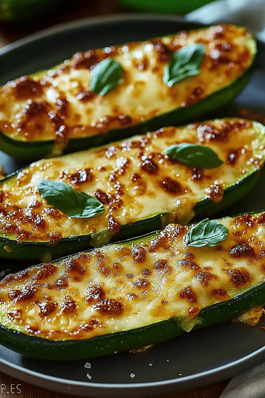 Cheesy Garlic Zucchini Steaks ingredients organized and measured on kitchen counter