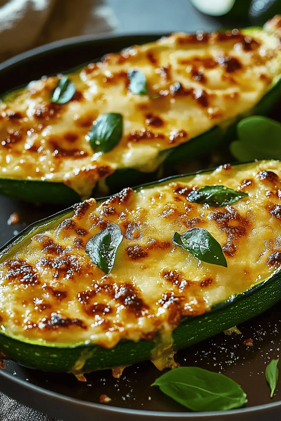 Cheesy Garlic Zucchini Steaks final dish beautifully presented and ready to serve