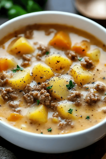 Cheesy Hamburger Potato Soup