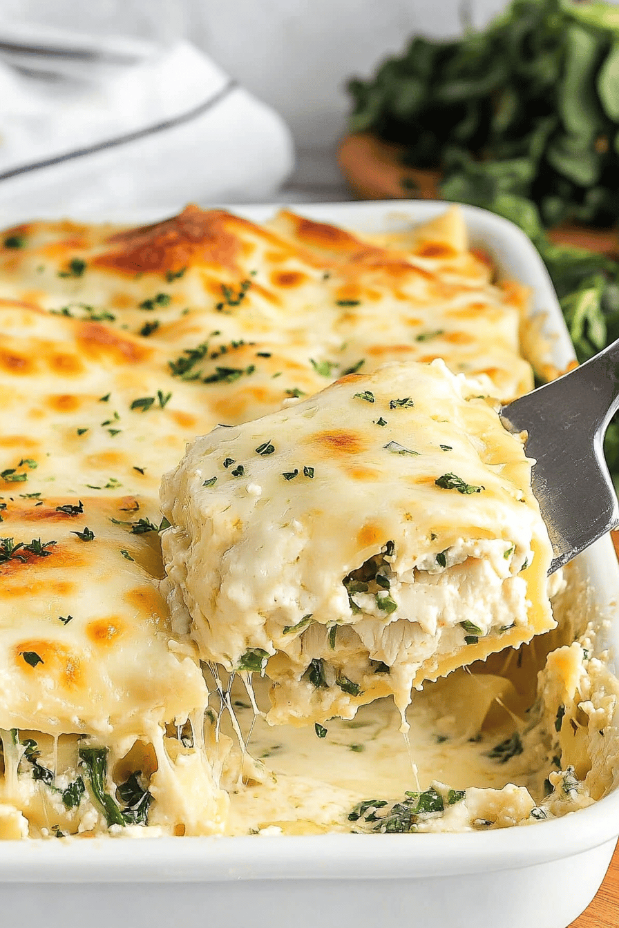 Chicken Alfredo Lasagna ingredients organized and measured on kitchen counter