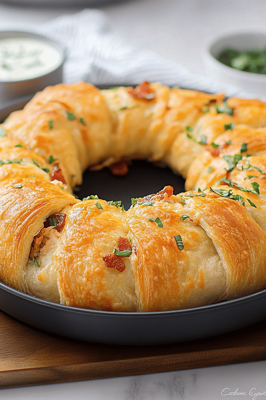 Chicken Bacon Ranch Crescent Ring slice on plate showing perfect texture and swirl pattern