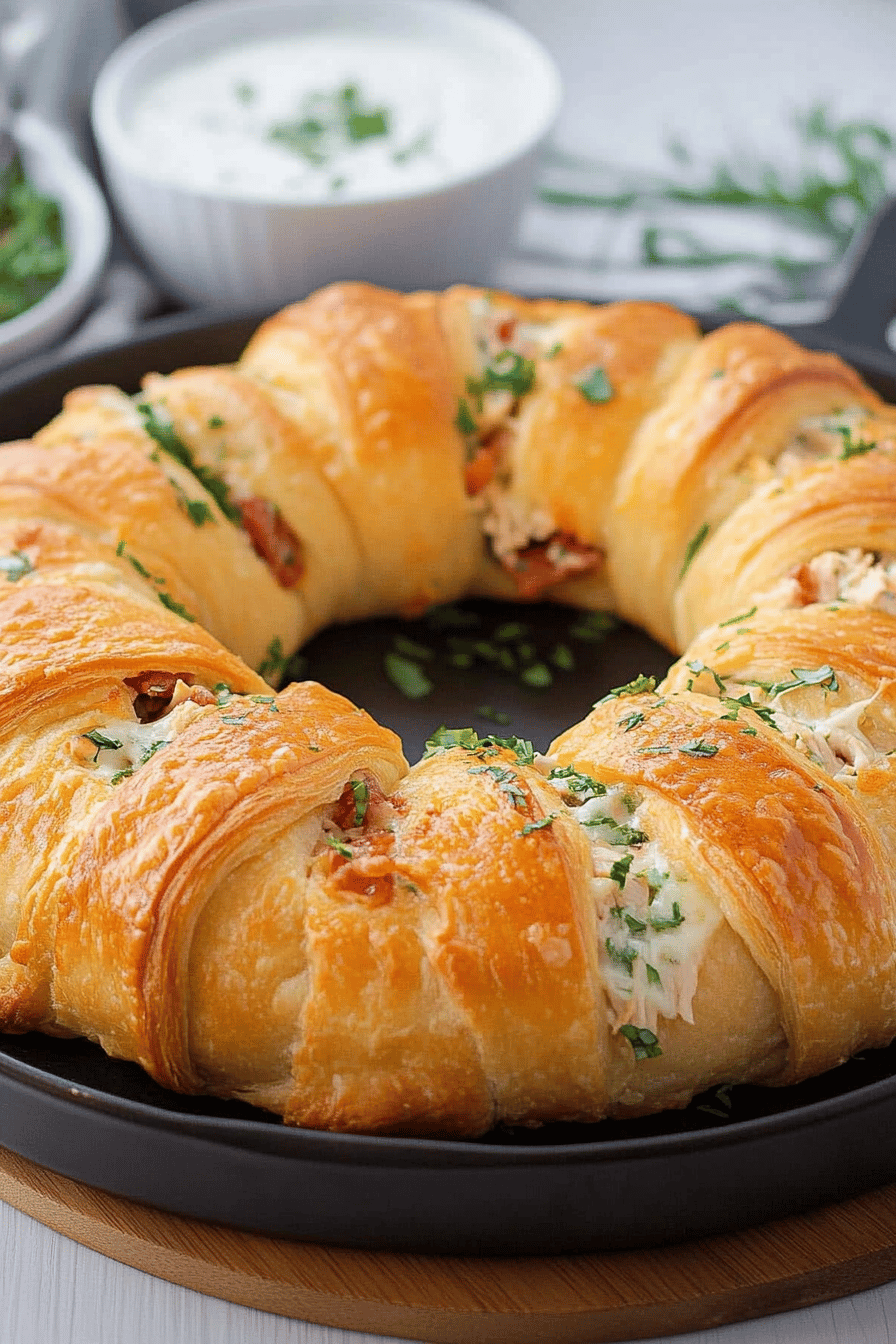 Chicken Bacon Ranch Crescent Ring final dish beautifully presented and ready to serve