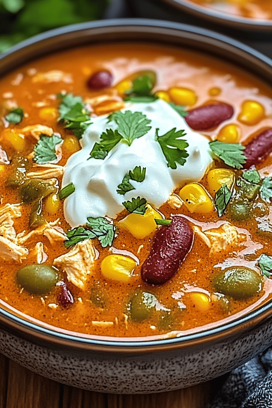 Chicken Enchilada Soup ingredients organized and measured on kitchen counter