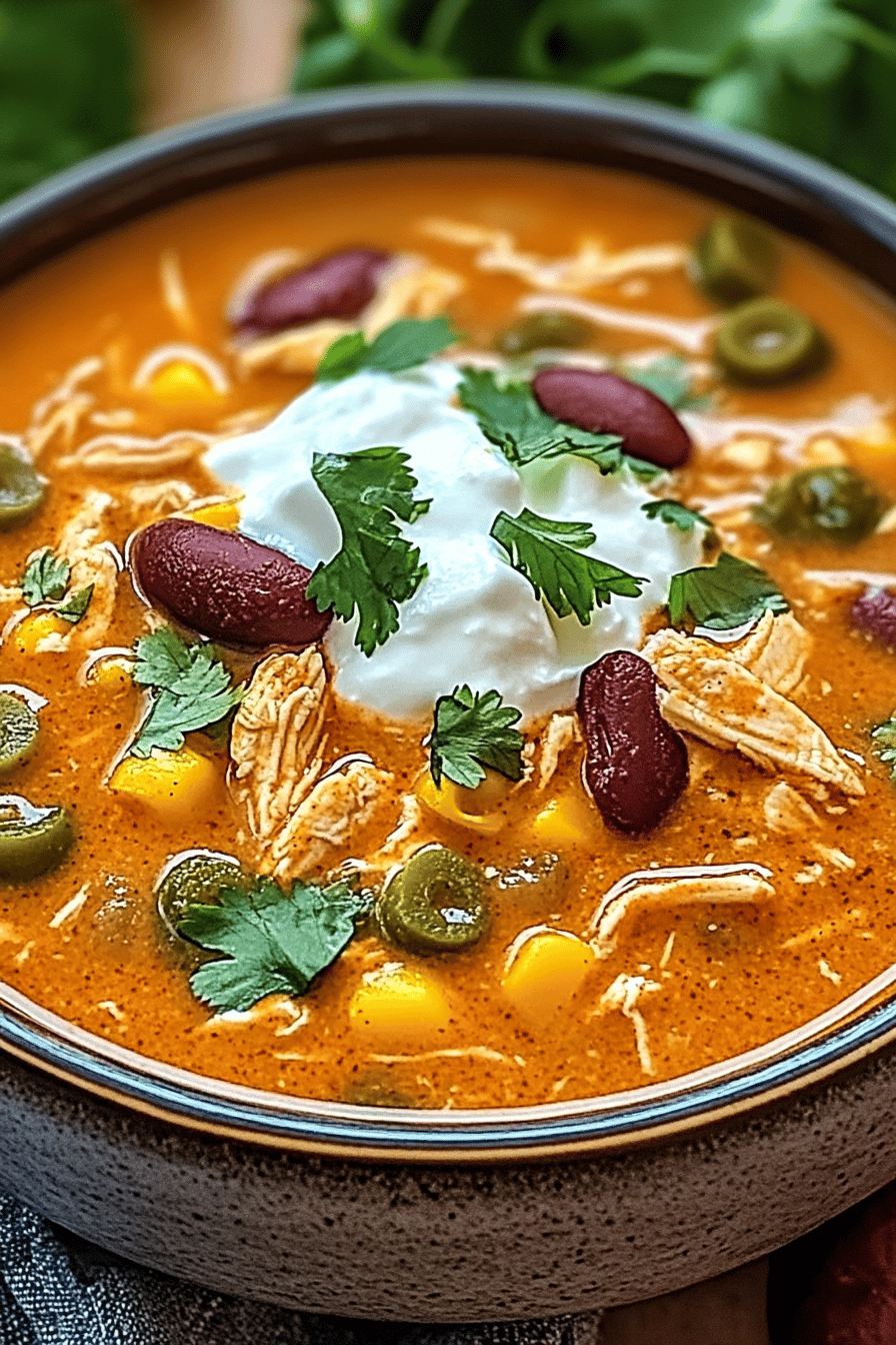 Chicken Enchilada Soup final dish beautifully presented and ready to serve