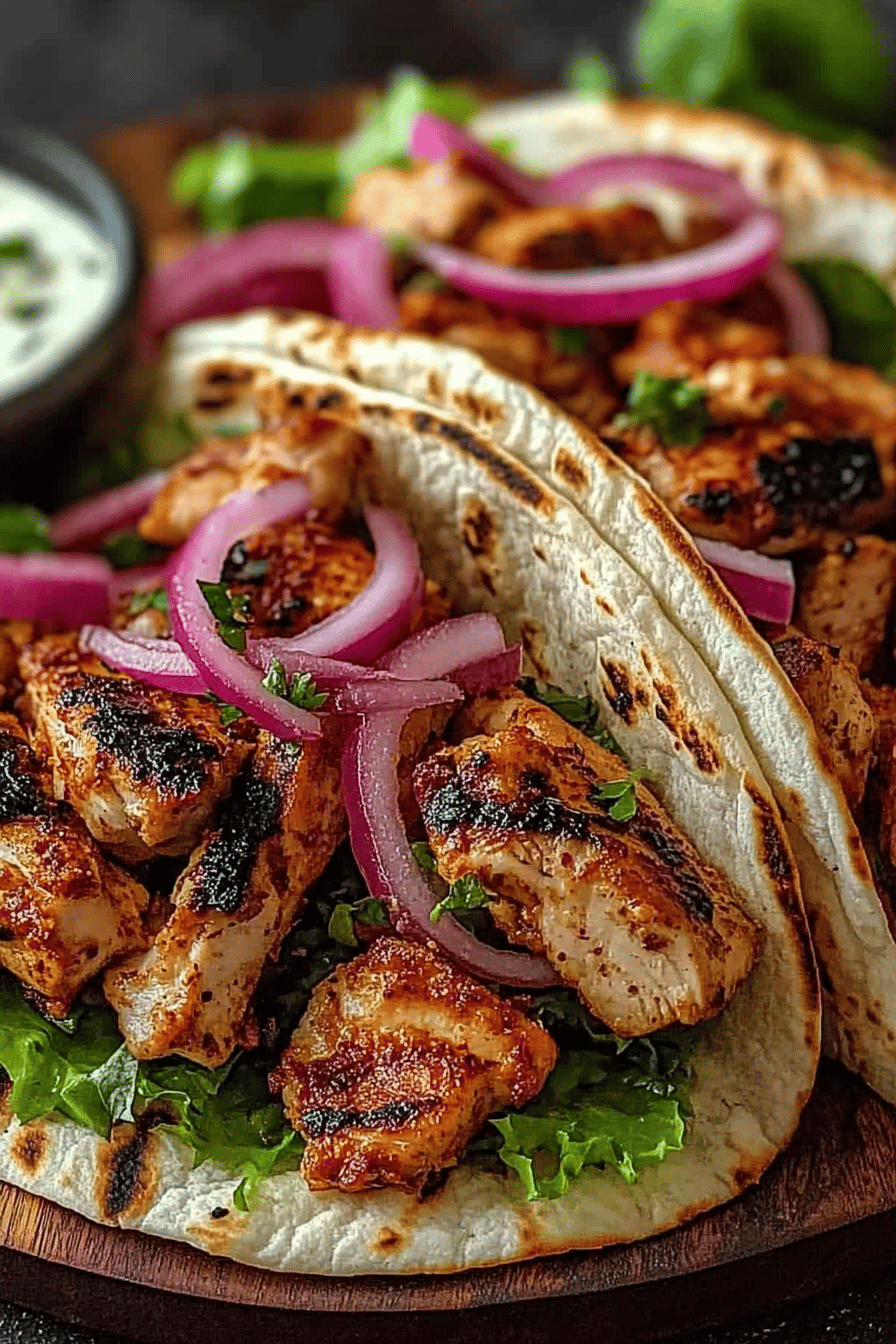 Chicken Shawarma Recipe ingredients organized and measured on kitchen counter