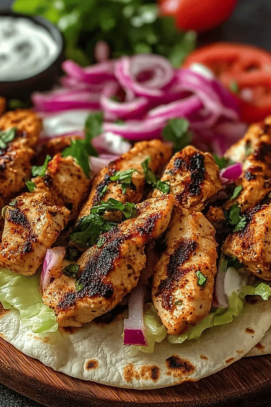 Chicken Shawarma Recipe slice on plate showing perfect texture and swirl pattern