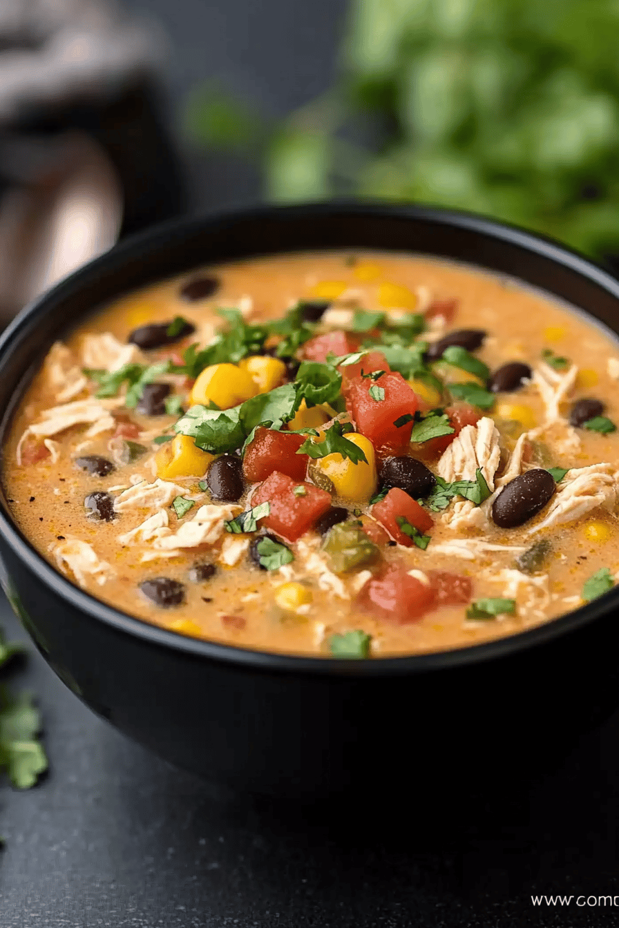 Chicken Taco Soup Instant Pot final dish beautifully presented and ready to serve