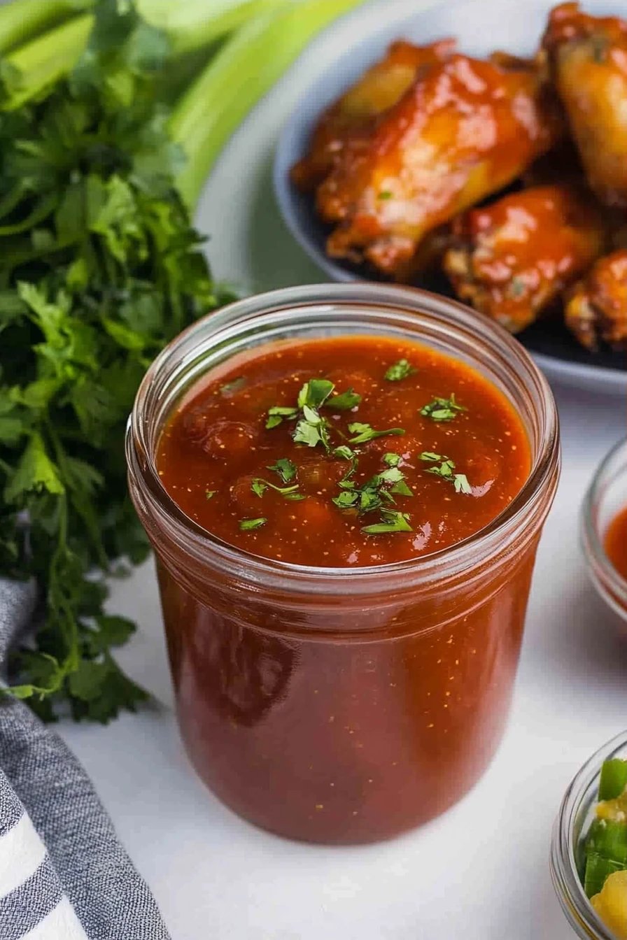 Chicken Wing Sauce Recipes ingredients organized and measured on kitchen counter