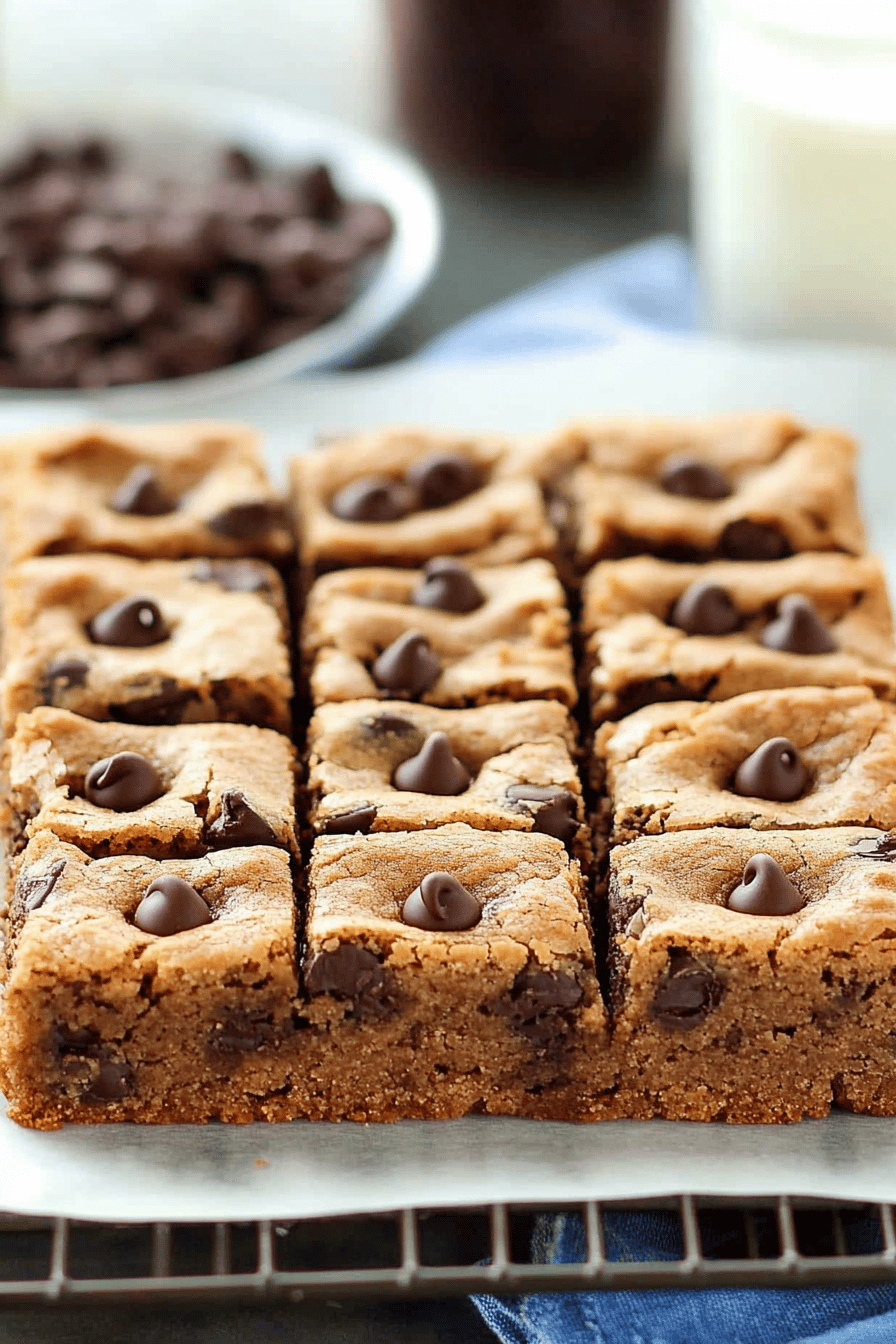 Chocolate Chip Cookie Bars ingredients organized and measured on kitchen counter