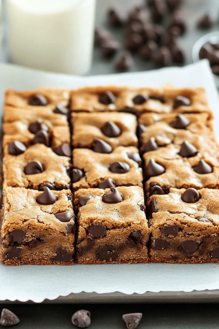 Chocolate Chip Cookie Bars slice on plate showing perfect texture and swirl pattern