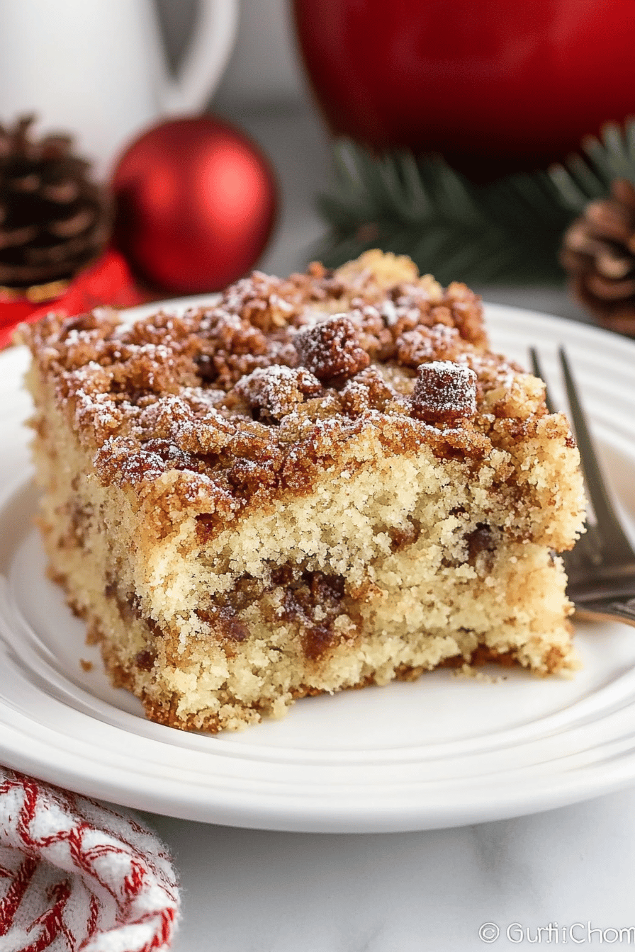 Christmas Coffee Cake final dish beautifully presented and ready to serve