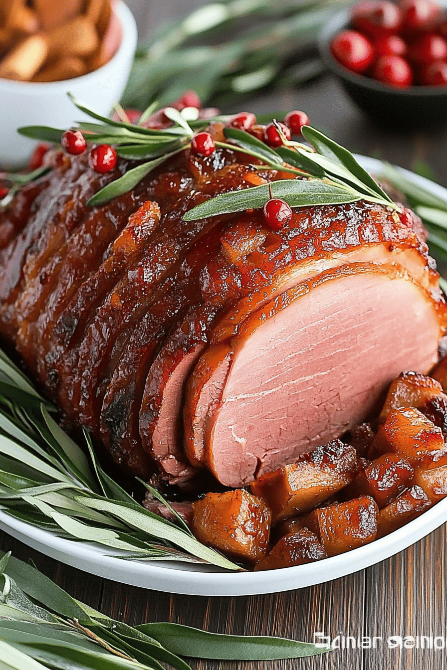 Christmas Ham Cooking Tips final dish beautifully presented and ready to serve