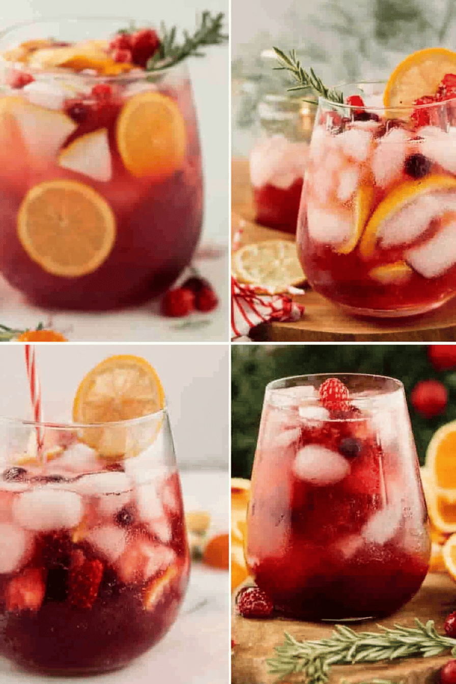 Christmas Sangria Recipes ingredients organized and measured on kitchen counter