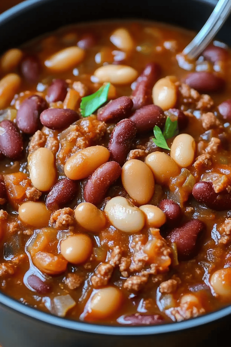 Cowboy Beans Recipe ingredients organized and measured on kitchen counter