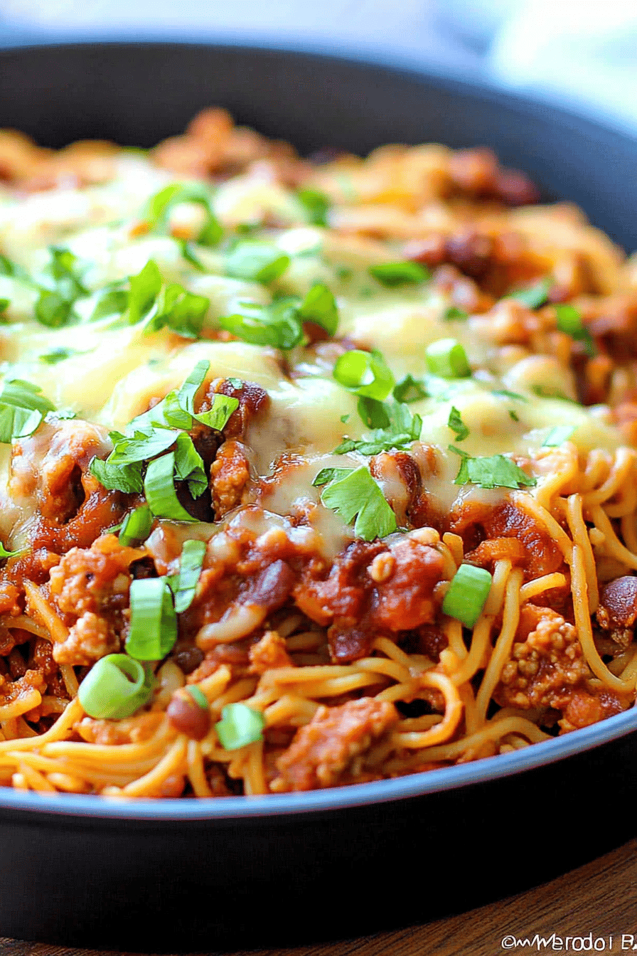 Cowboy Spaghetti final dish beautifully presented and ready to serve