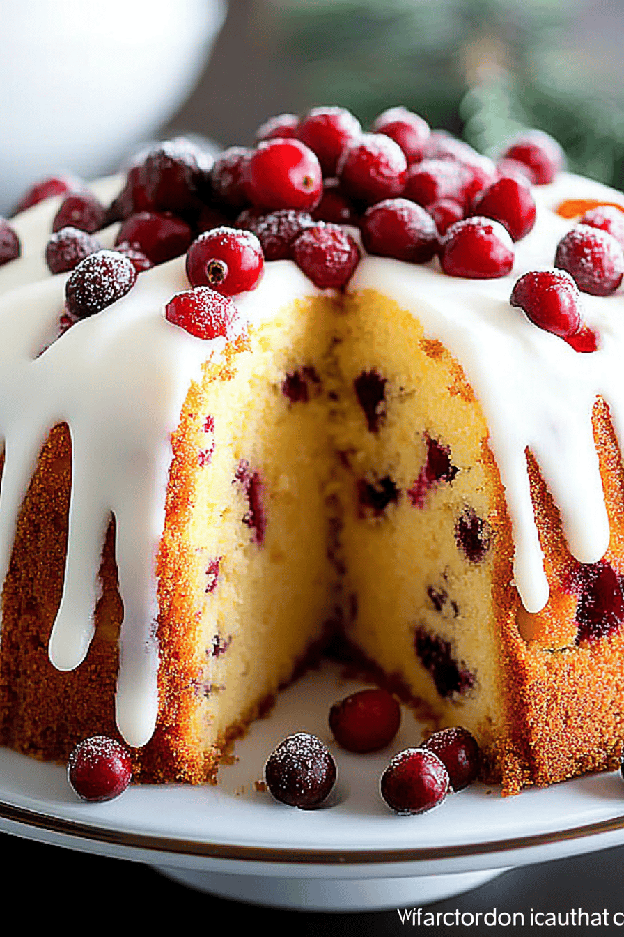 Cranberry Orange Butter Cake slice on plate showing perfect texture and swirl pattern
