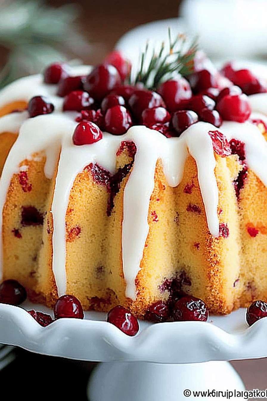 Cranberry Orange Butter Cake final dish beautifully presented and ready to serve
