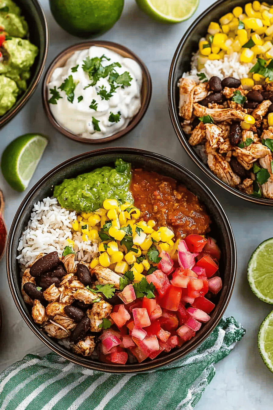 Crock-Pot Chipotle Chicken Bowls ingredients organized and measured on kitchen counter