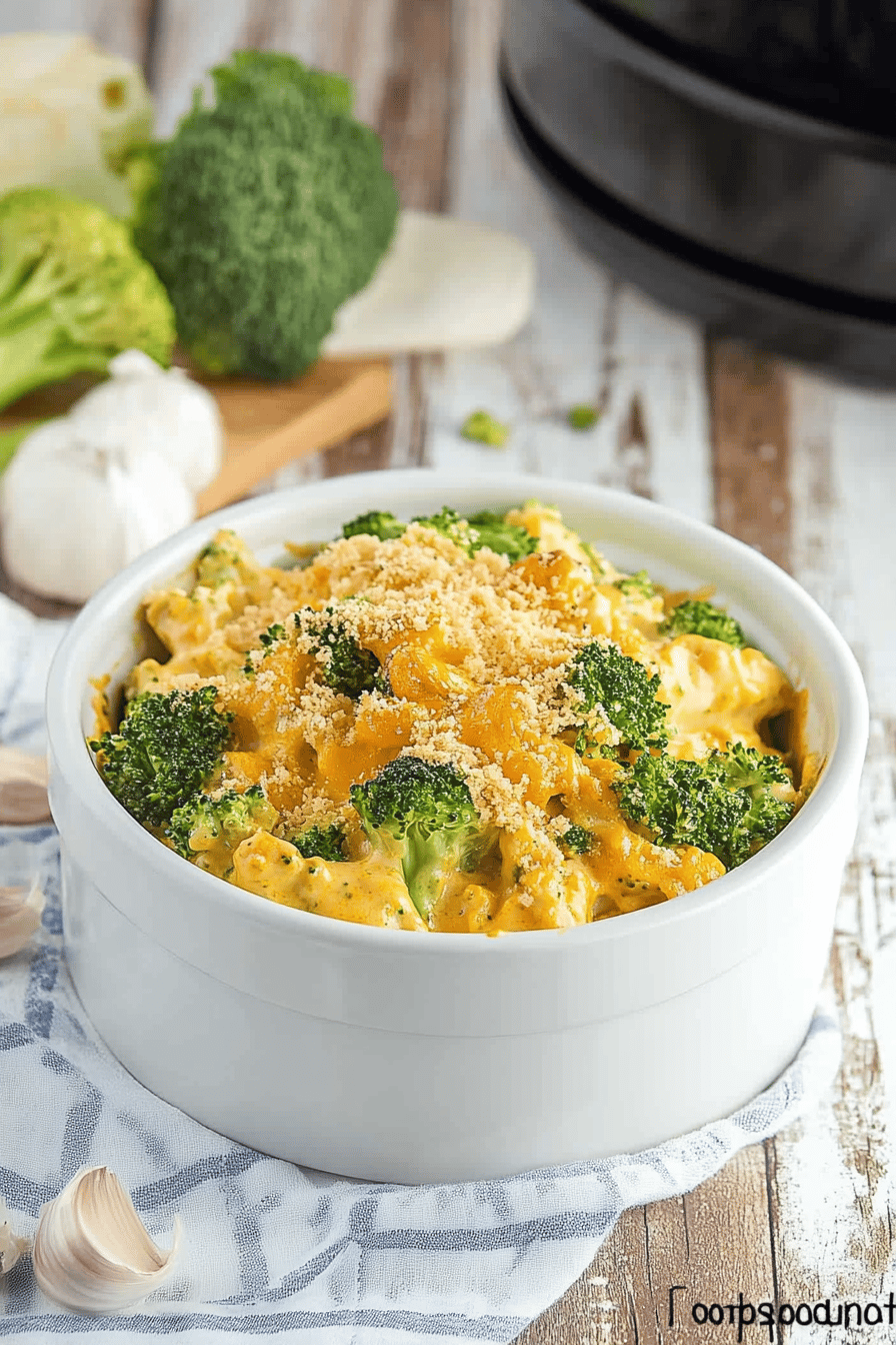 Crockpot Broccoli Cheese Casserole final dish beautifully presented and ready to serve