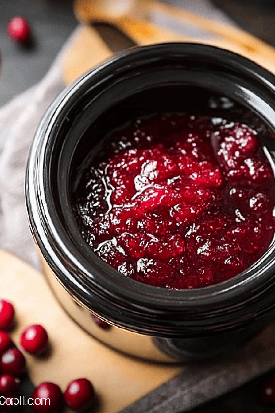Crockpot Cranberry Sauce final dish beautifully presented and ready to serve