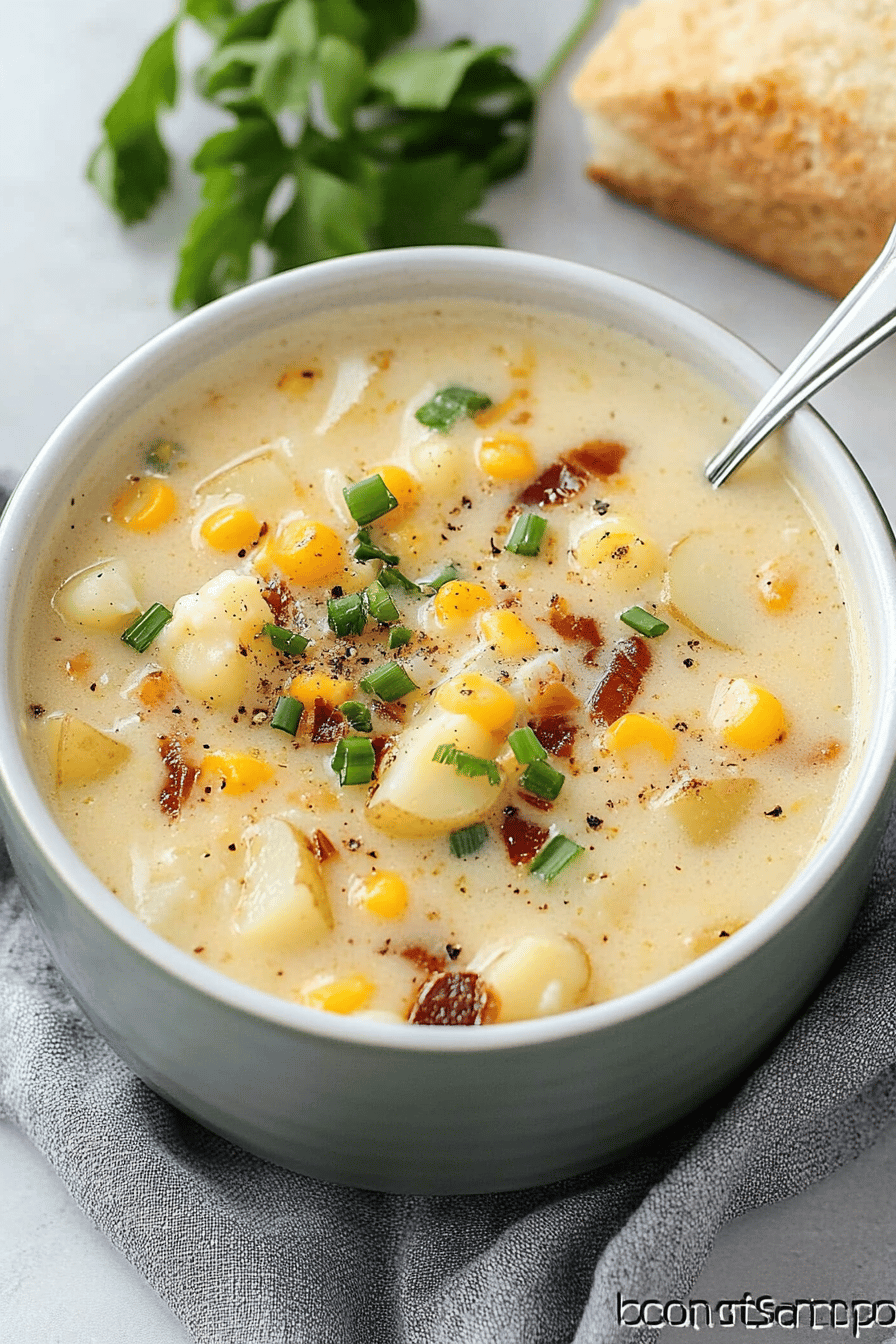 Crockpot Potato Corn Chowder ingredients organized and measured on kitchen counter