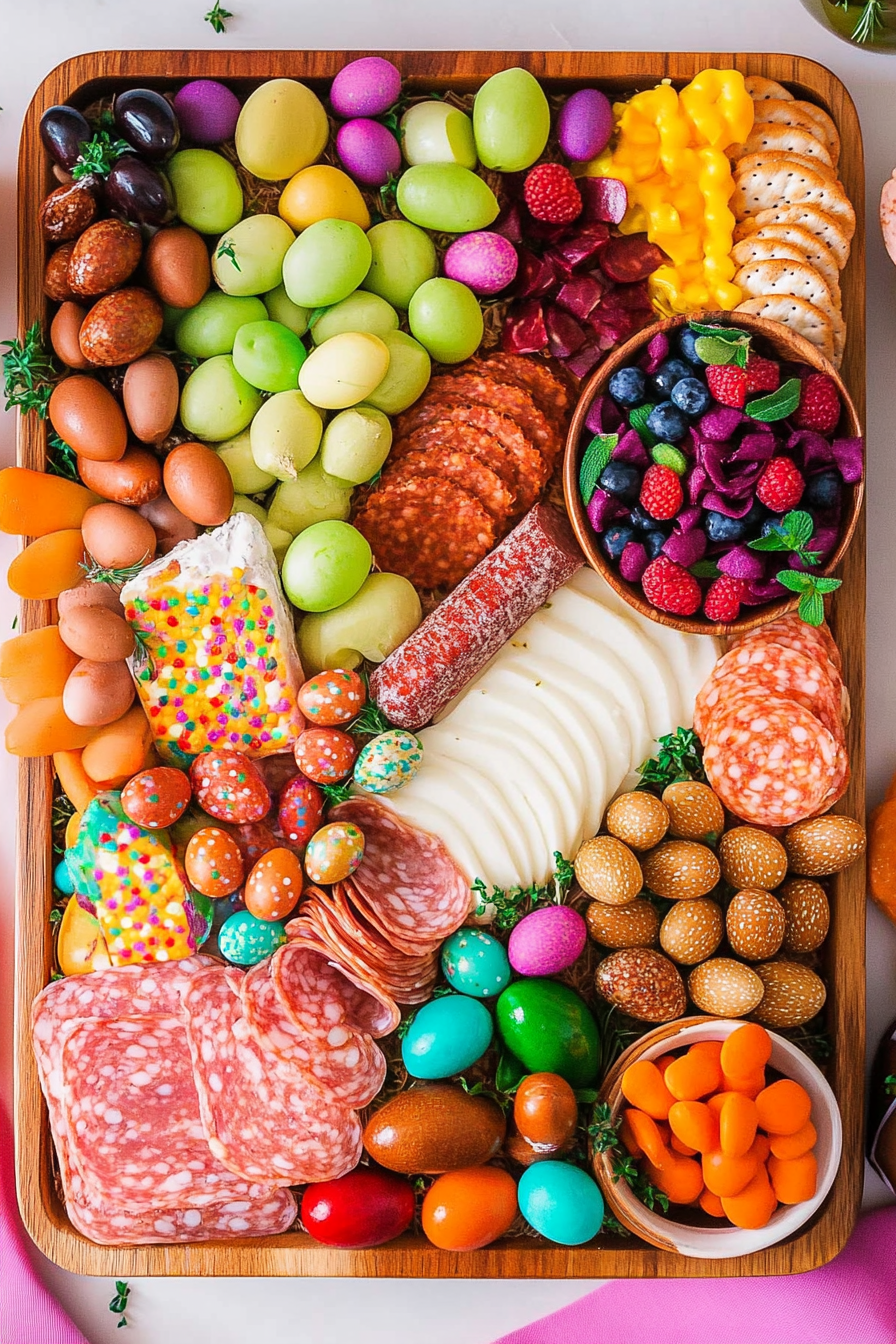 Easter Charcuterie Board ingredients organized and measured on kitchen counter