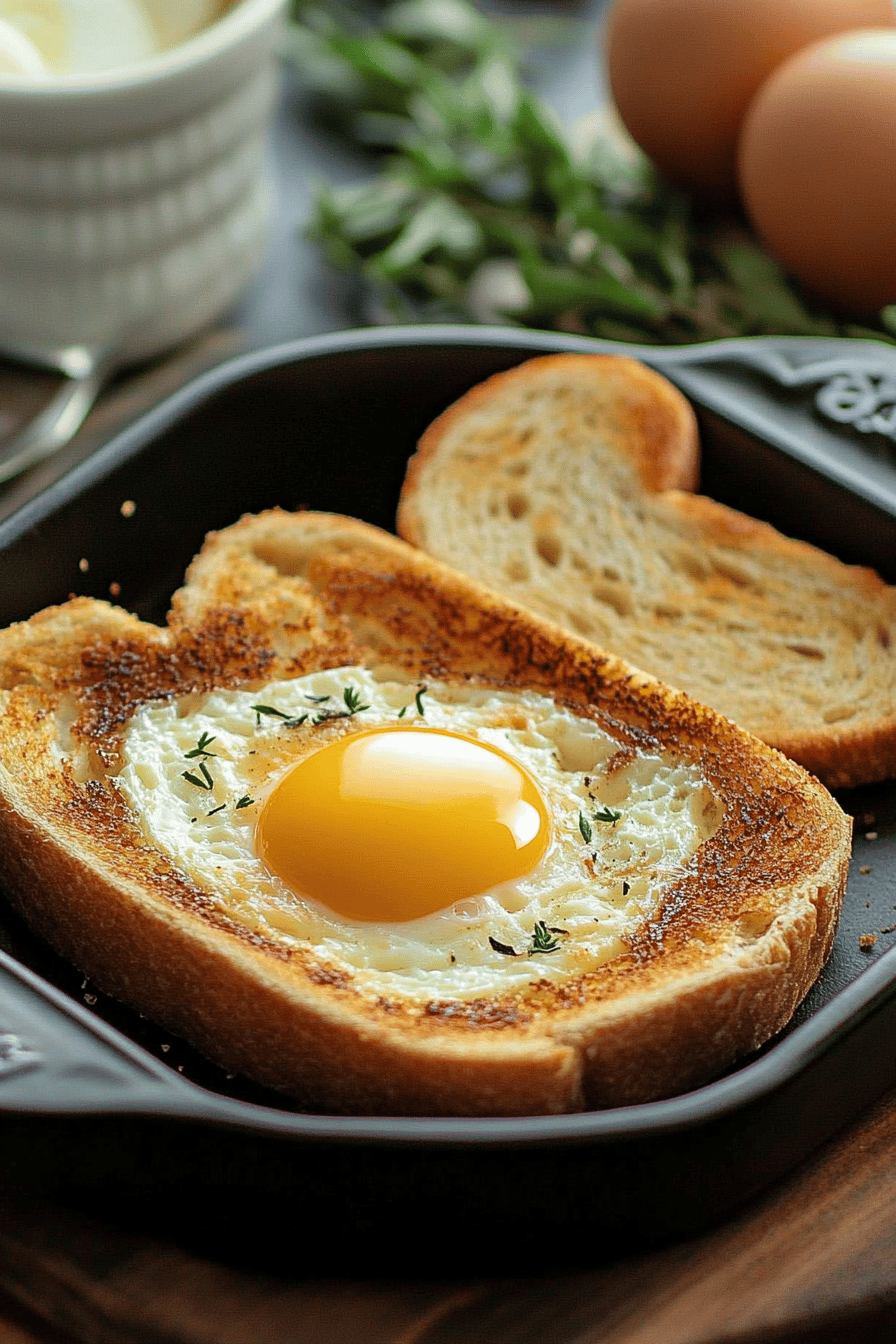 Egg in a Hole Recipe ingredients organized and measured on kitchen counter