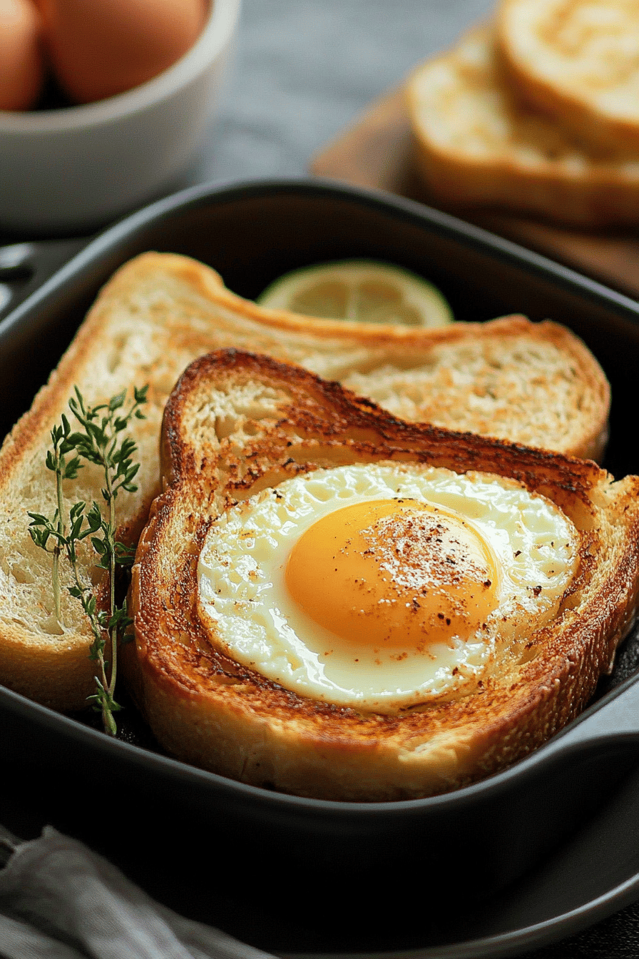 Egg in a Hole Recipe final dish beautifully presented and ready to serve