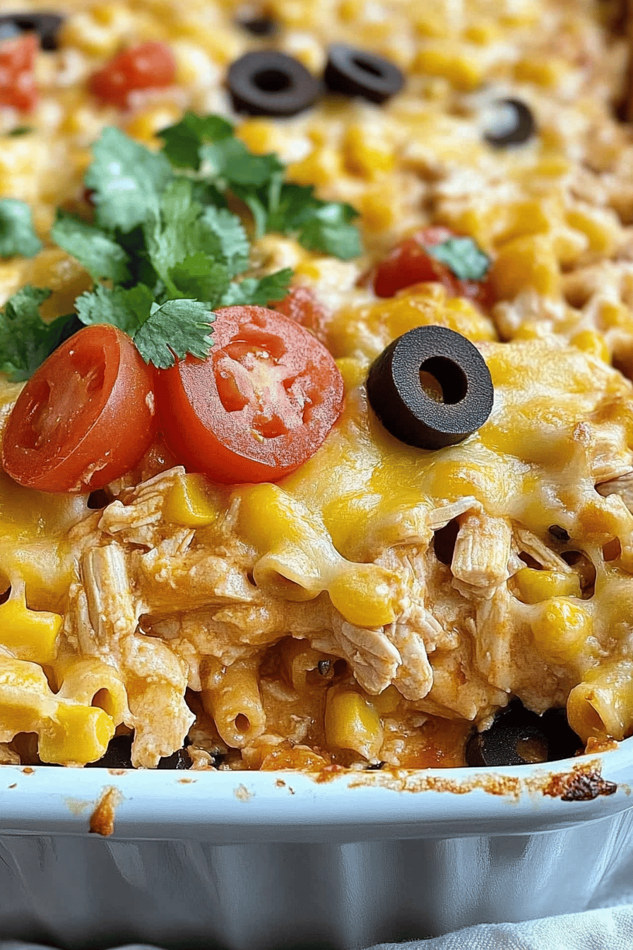Fiesta Chicken Casserole slice on plate showing perfect texture and swirl pattern