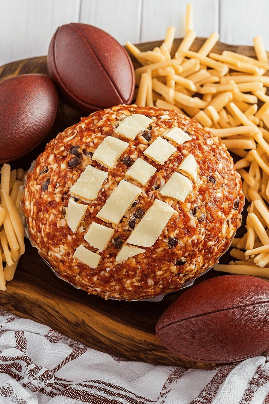 Football Cheese Ball Recipe final dish beautifully presented and ready to serve
