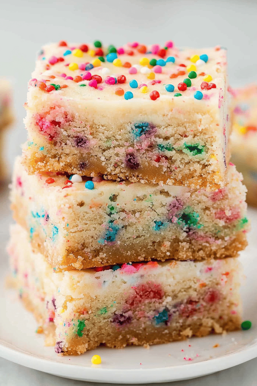 Funfetti Cake Batter Cookie Bars ingredients organized and measured on kitchen counter