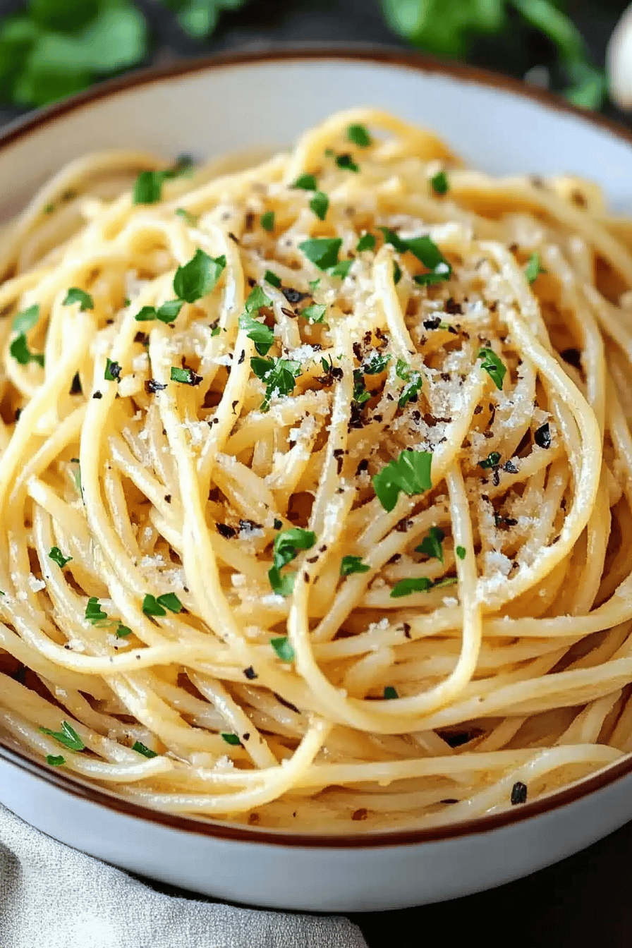 Garlic Noodles Recipe ingredients organized and measured on kitchen counter