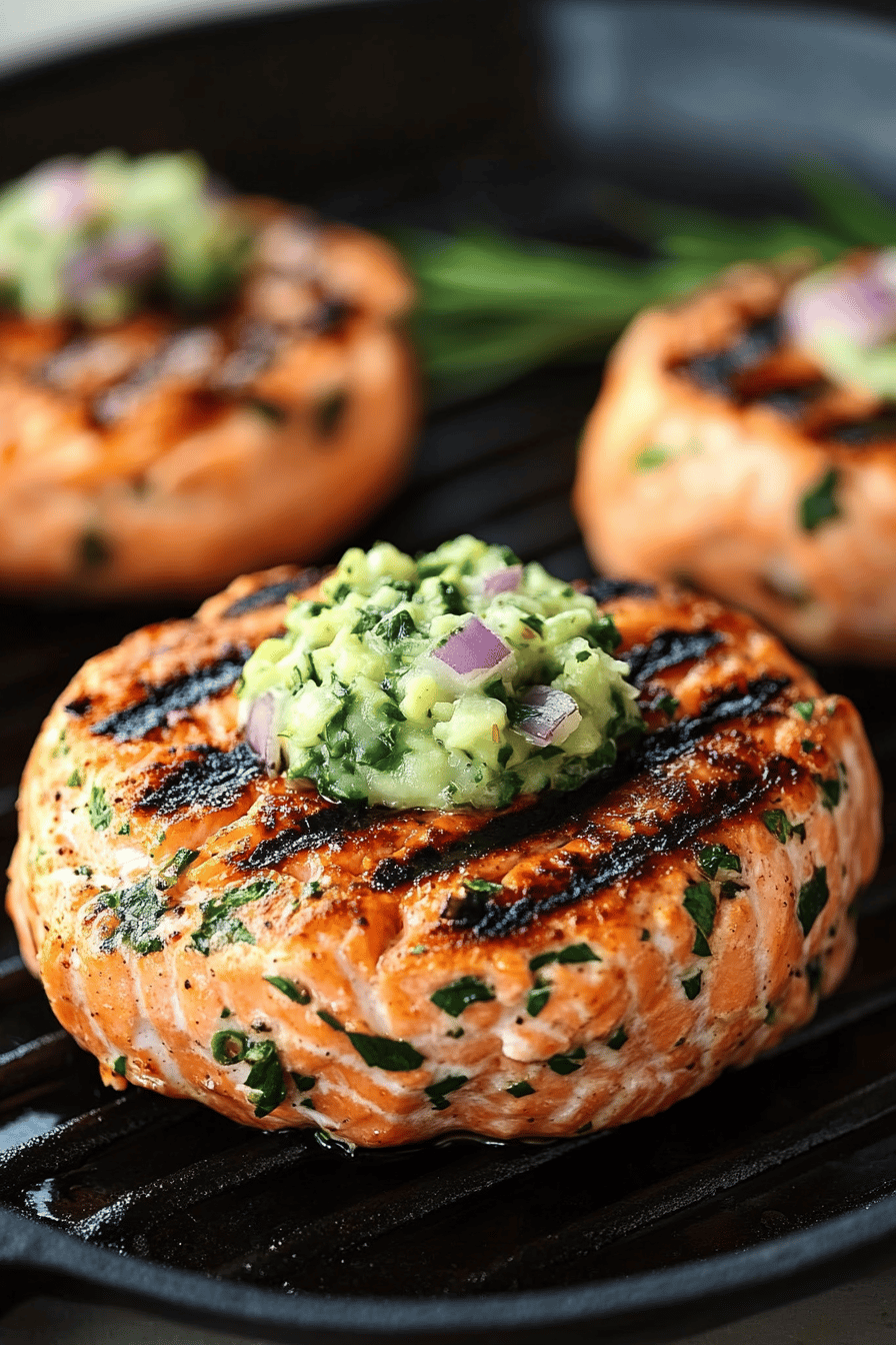 Grilled Salmon Burgers ingredients organized and measured on kitchen counter