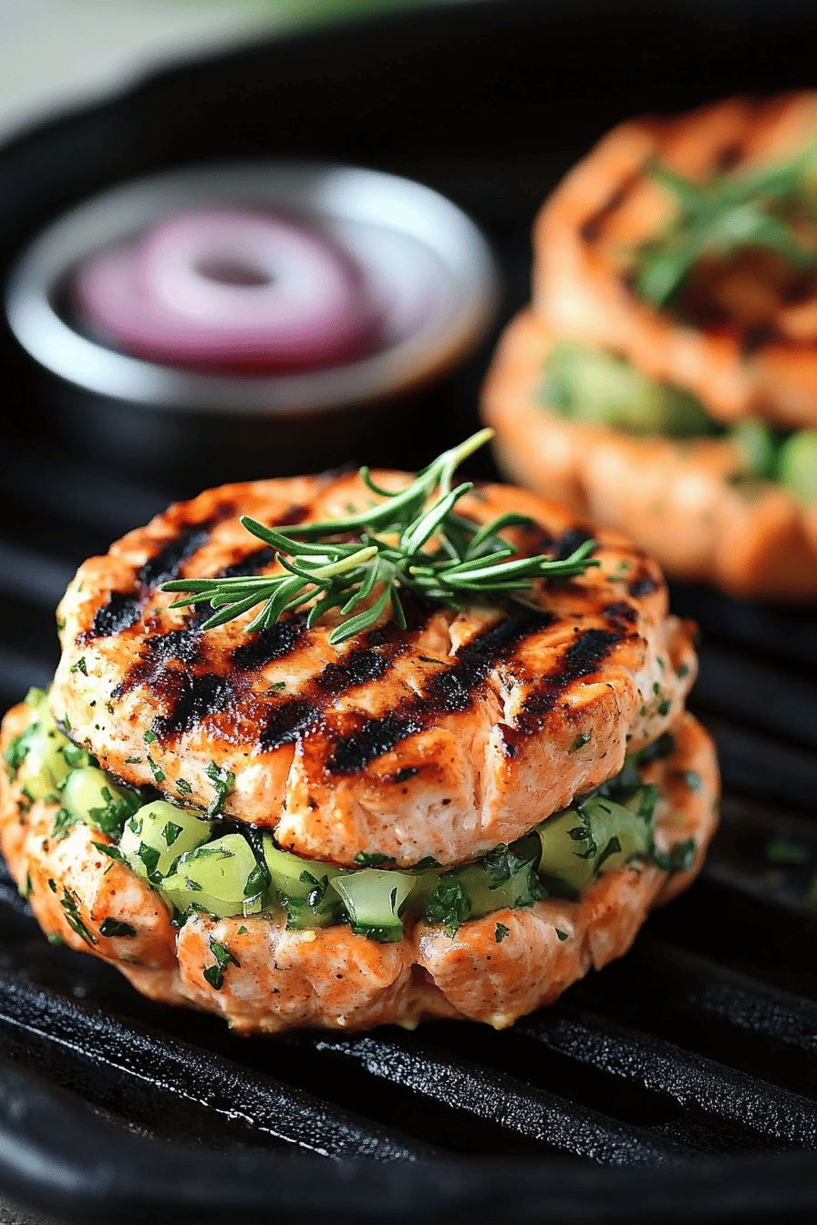 Grilled Salmon Burgers final dish beautifully presented and ready to serve