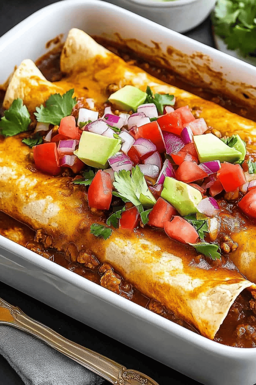 Ground Beef Enchiladas slice on plate showing perfect texture and swirl pattern