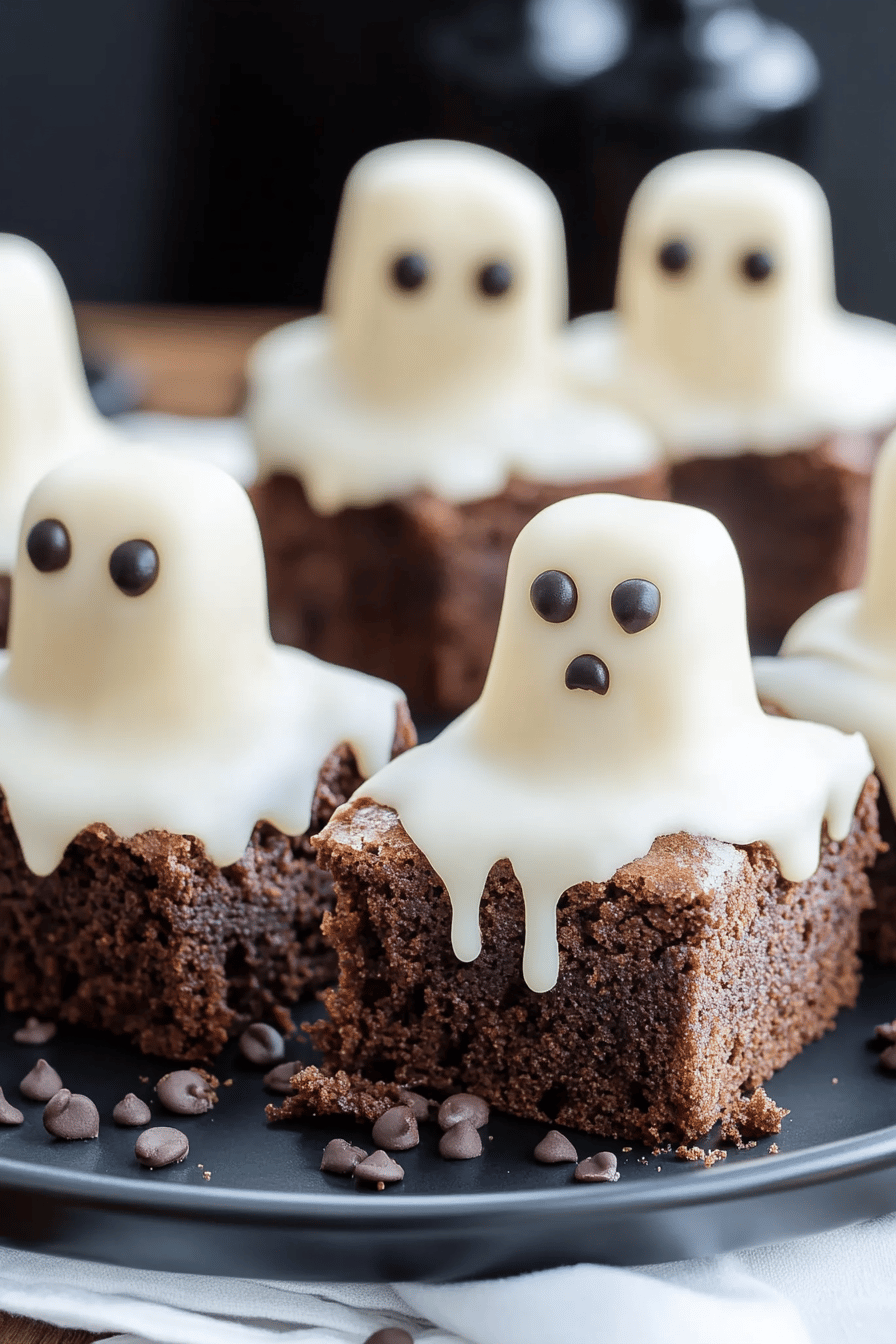Halloween Ghost Brownies final dish beautifully presented and ready to serve