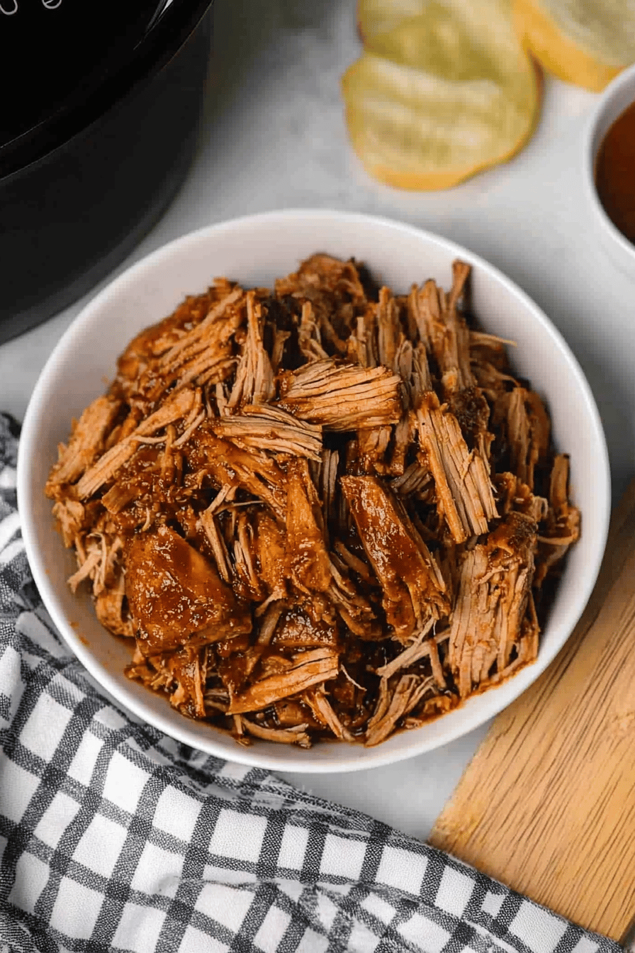 Instant Pot Pulled Pork final dish beautifully presented and ready to serve
